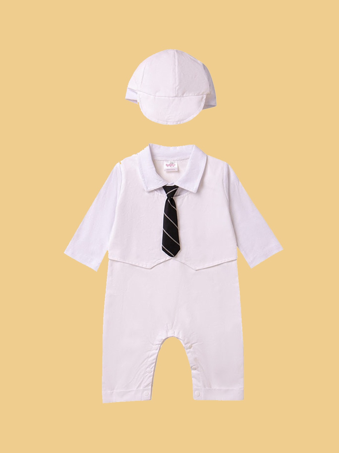 

StyleCast Infant Boys White Cotton Rompers With Cap