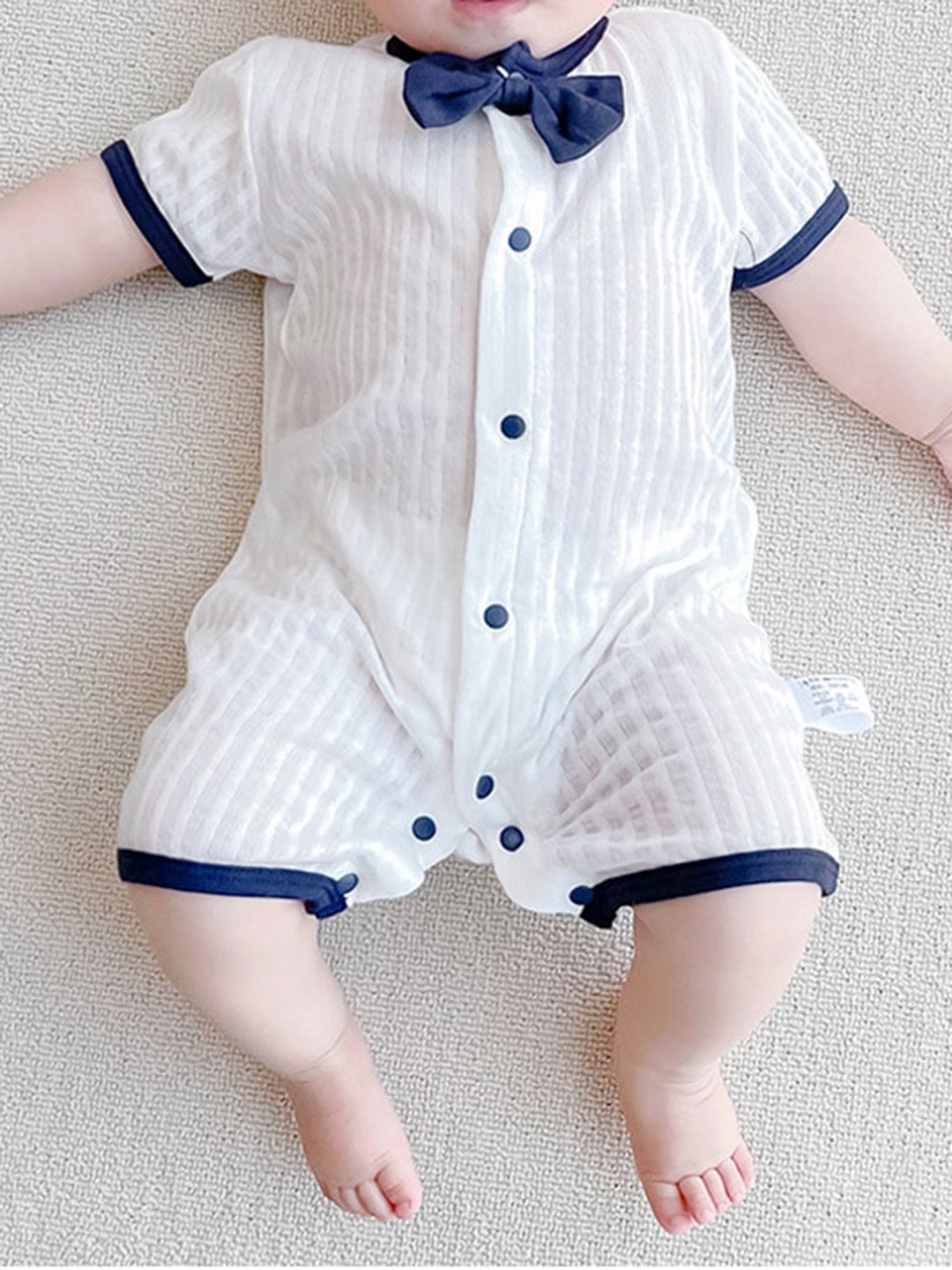 

StyleCast Infant Boys White Striped Cotton Rompers