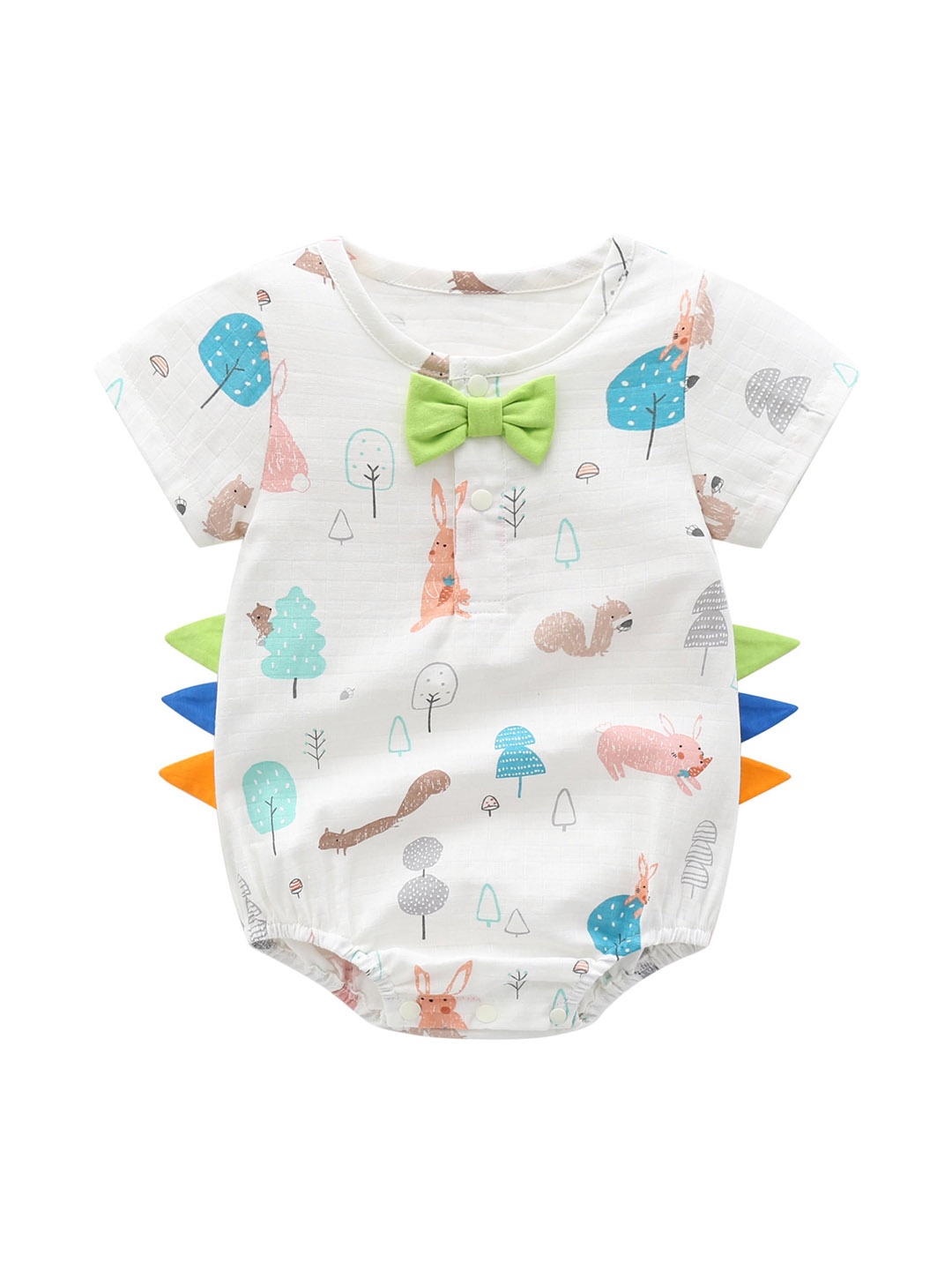 

StyleCast Infant Boys White & Blue Conversational Printed Cotton Bodysuit