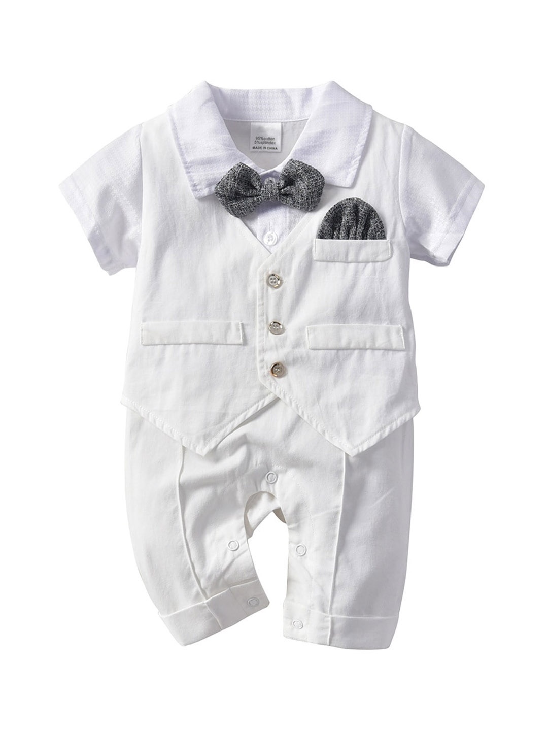 

StyleCast White Infant Boys Shirt Collar Short Sleeves Pure Cotton Rompers