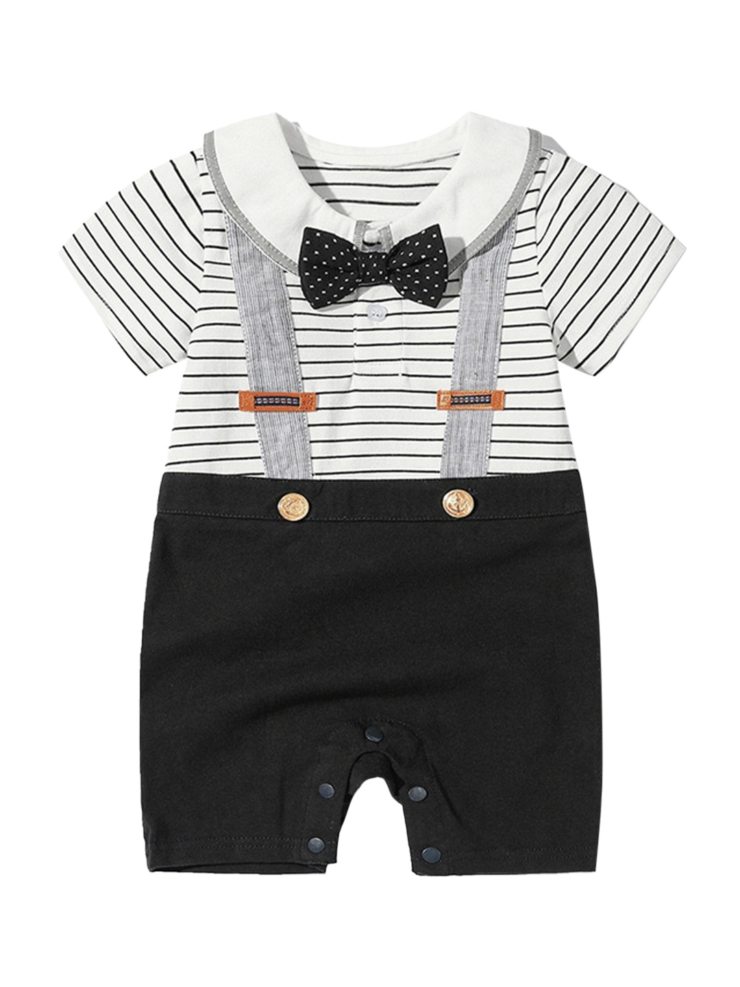 

StyleCast Infant Grey Striped Cotton Rompers