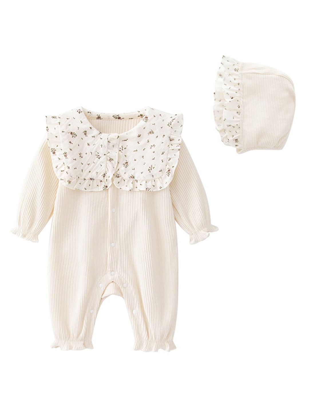 

StyleCast Infant Girls Beige Striped Cotton Romper