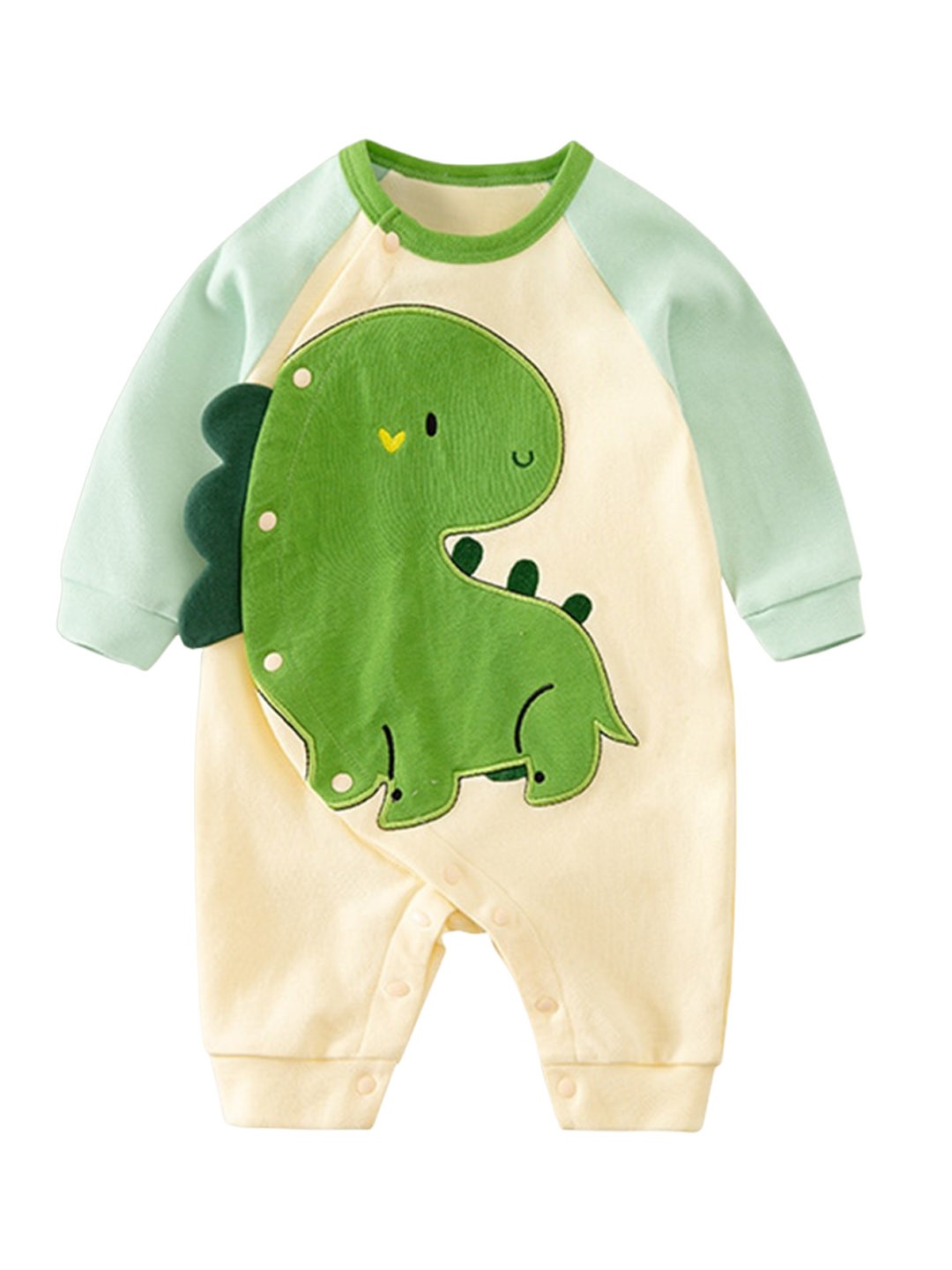 

StyleCast Green & Cream Infant Boys Graphic Printed Cotton Rompers