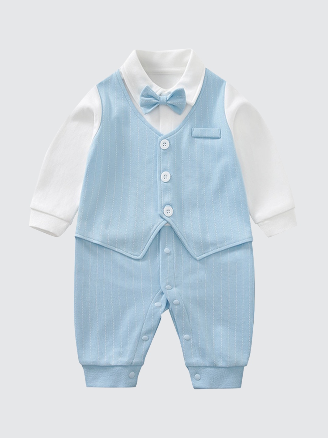 

StyleCast Infant Boys Blue & White Shirt Collar Cotton Rompers