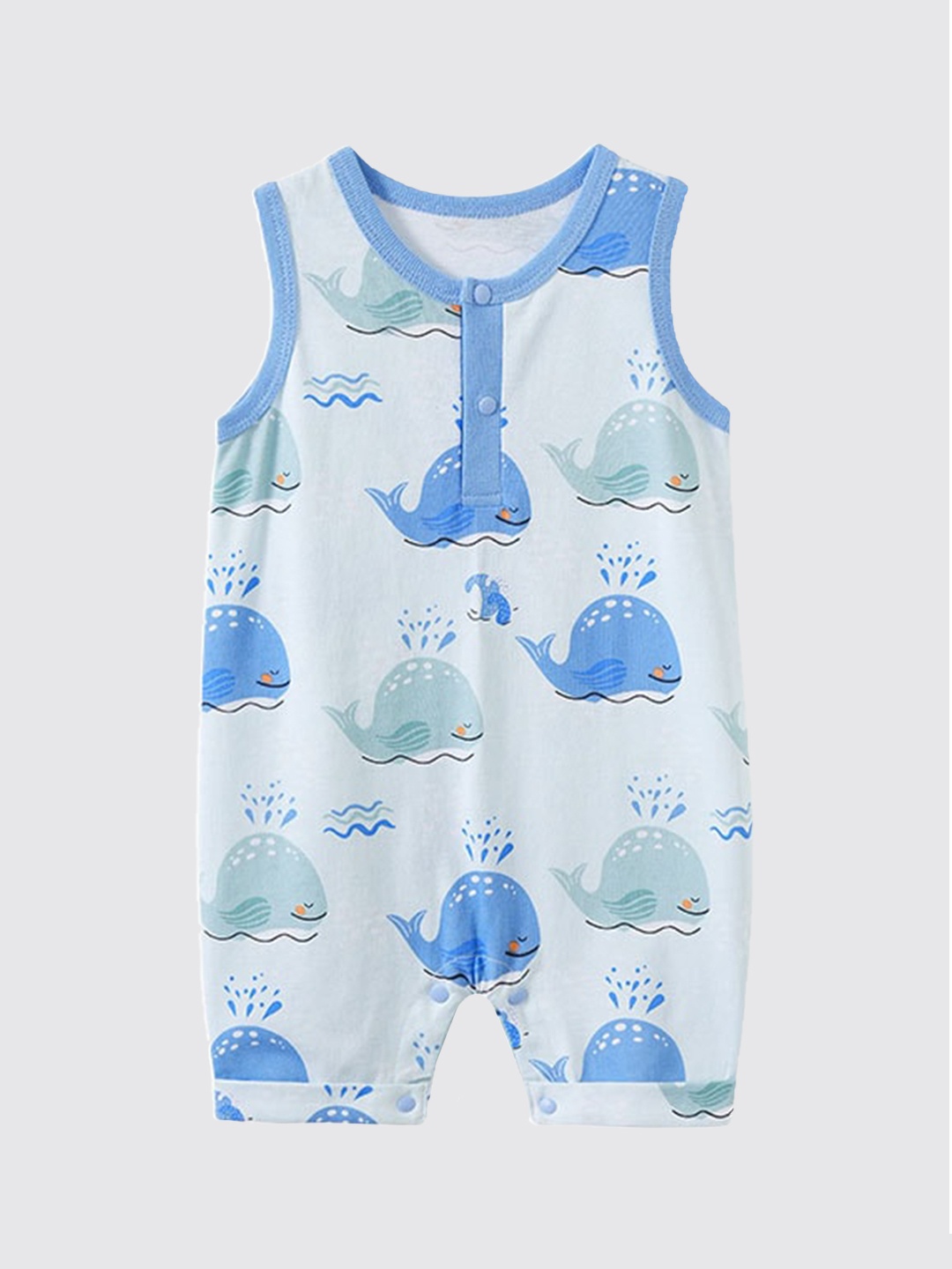 

StyleCast Infant Boys Grey & Blue Printed Cotton Rompers