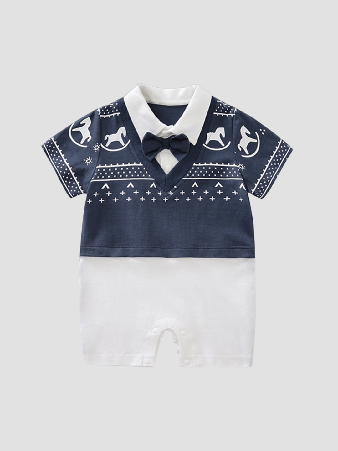 

StyleCast Infant Boys Navy Blue Conversational Printed Cotton Rompers