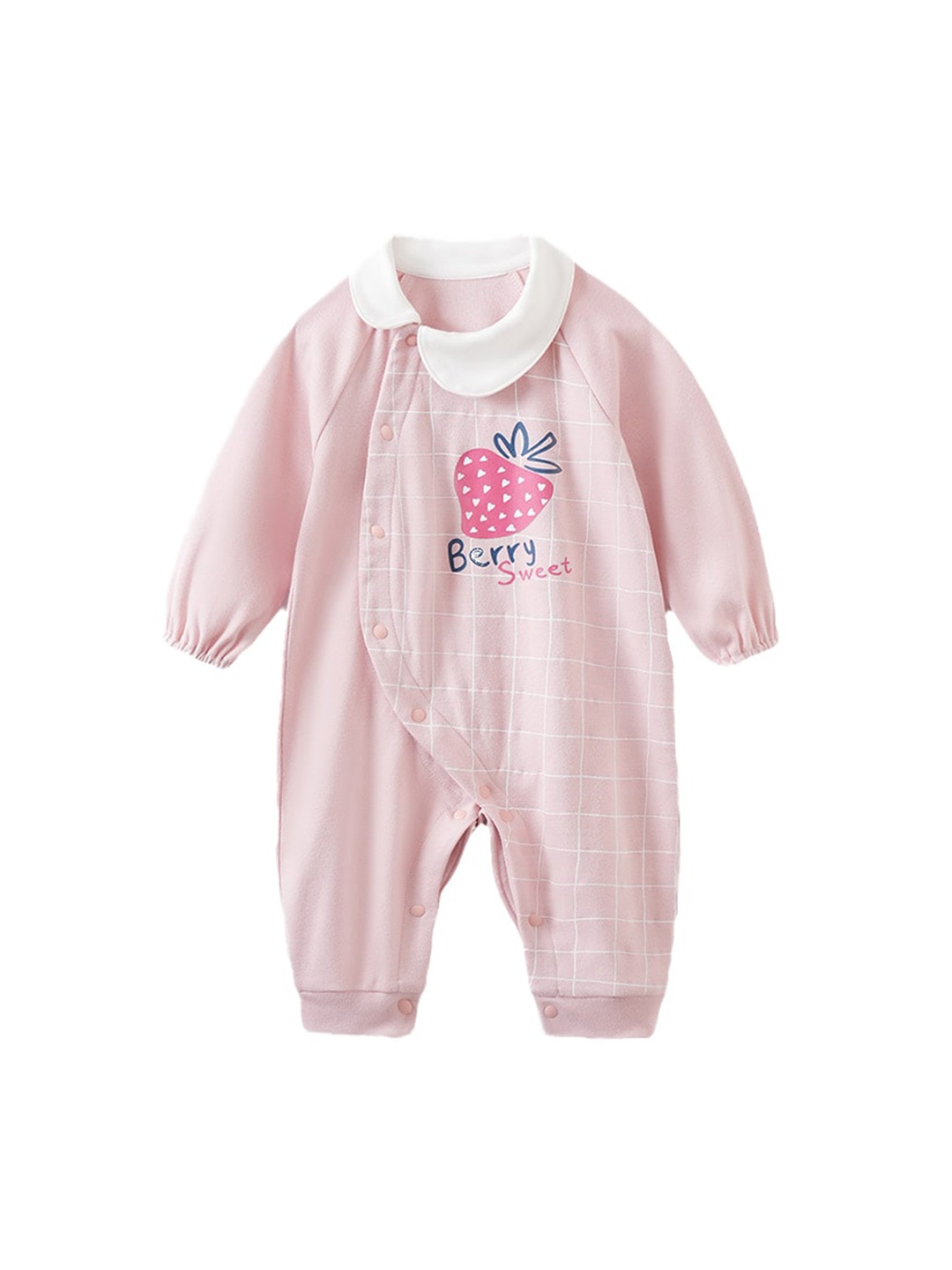 

StyleCast Pink Infant Girls Checked Cotton Rompers