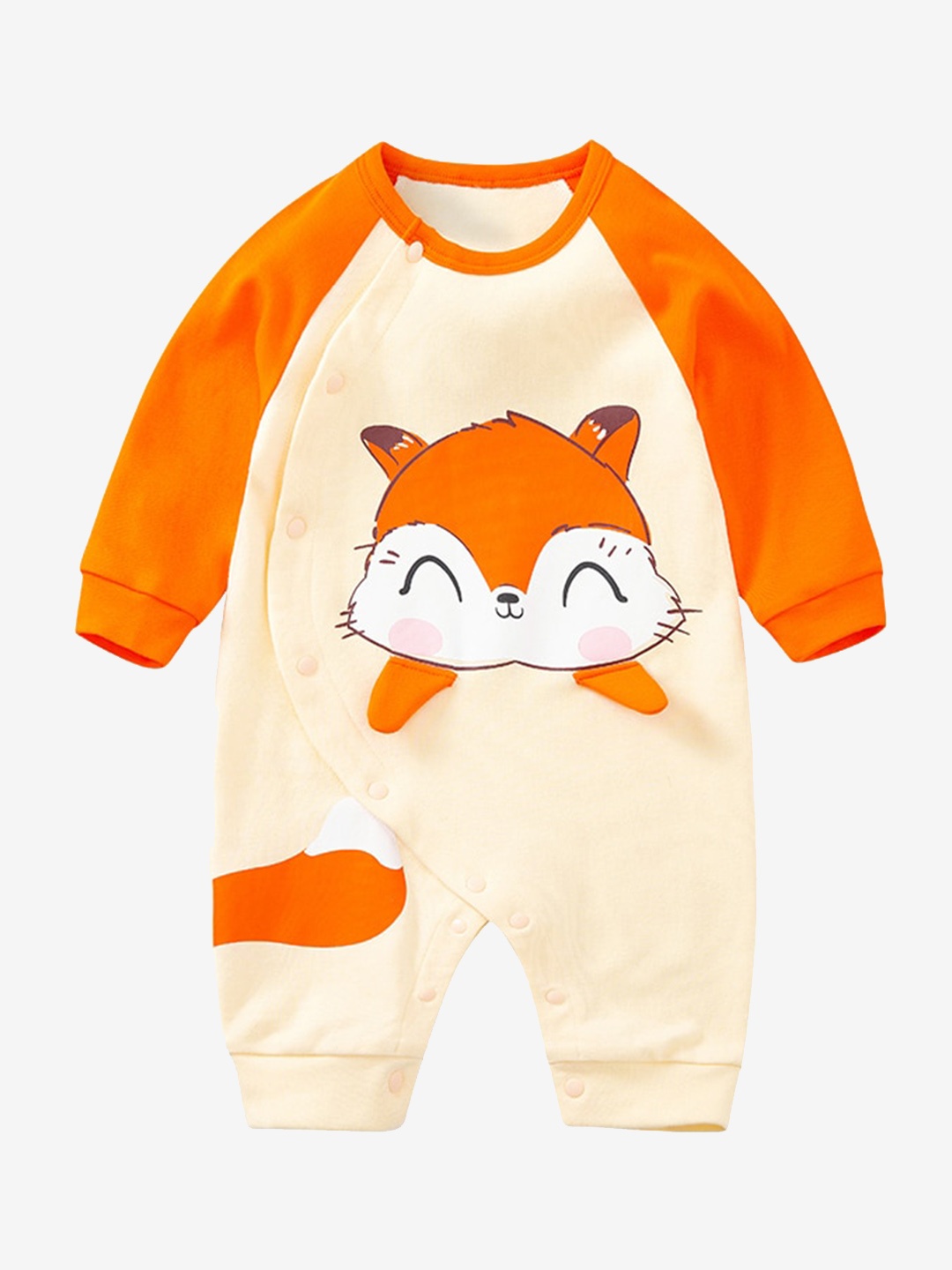 

StyleCast Infants Beige & Orange Printed Cotton Rompers