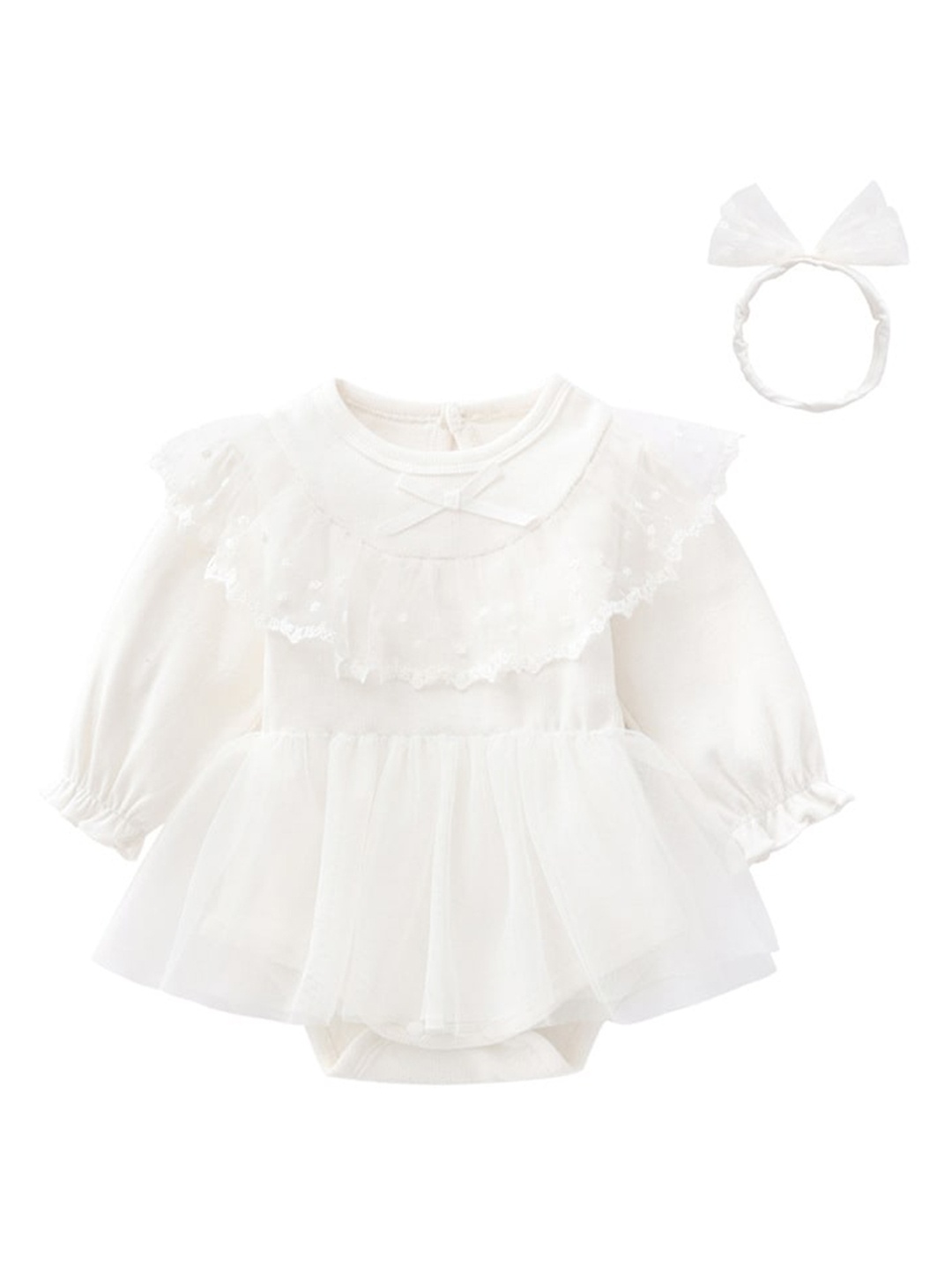 

StyleCast Girls White Self Design Cotton Bodysuit & Headband