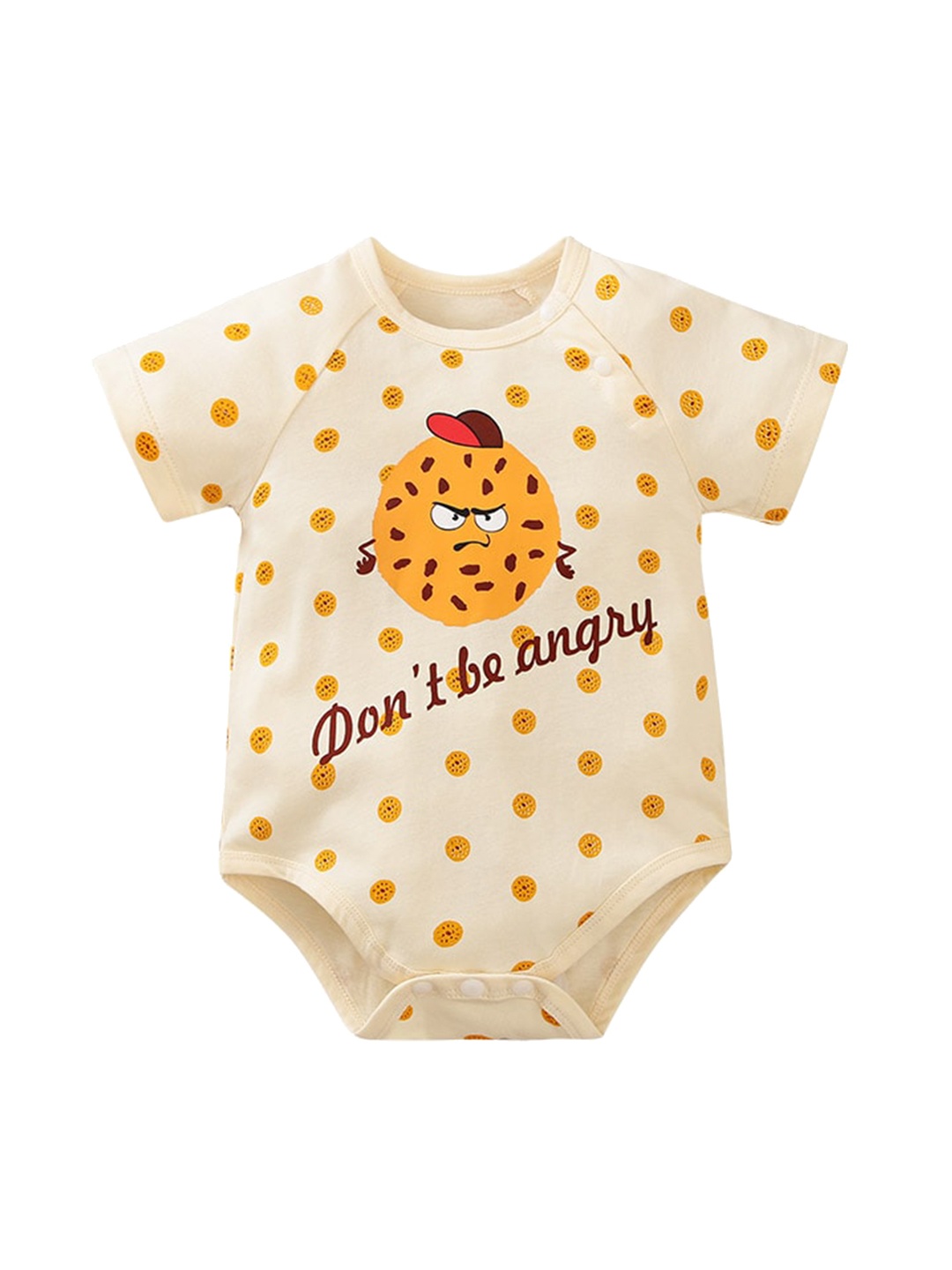 

StyleCast Infants Boys Cream-Coloured & Peach-Coloured Graphic Printed Cotton Bodysuit