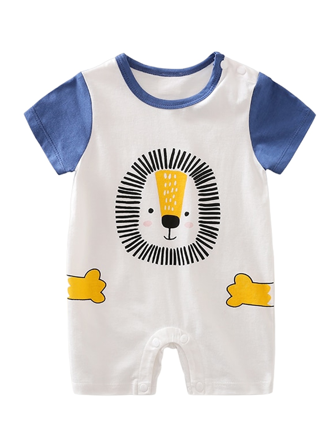 

StyleCast Infant Boys Blue White Printed Cotton Rompers