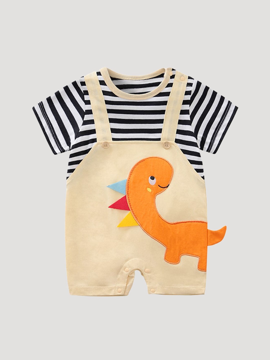 

StyleCast Infant Boys Beige Orange Striped Cotton Rompers