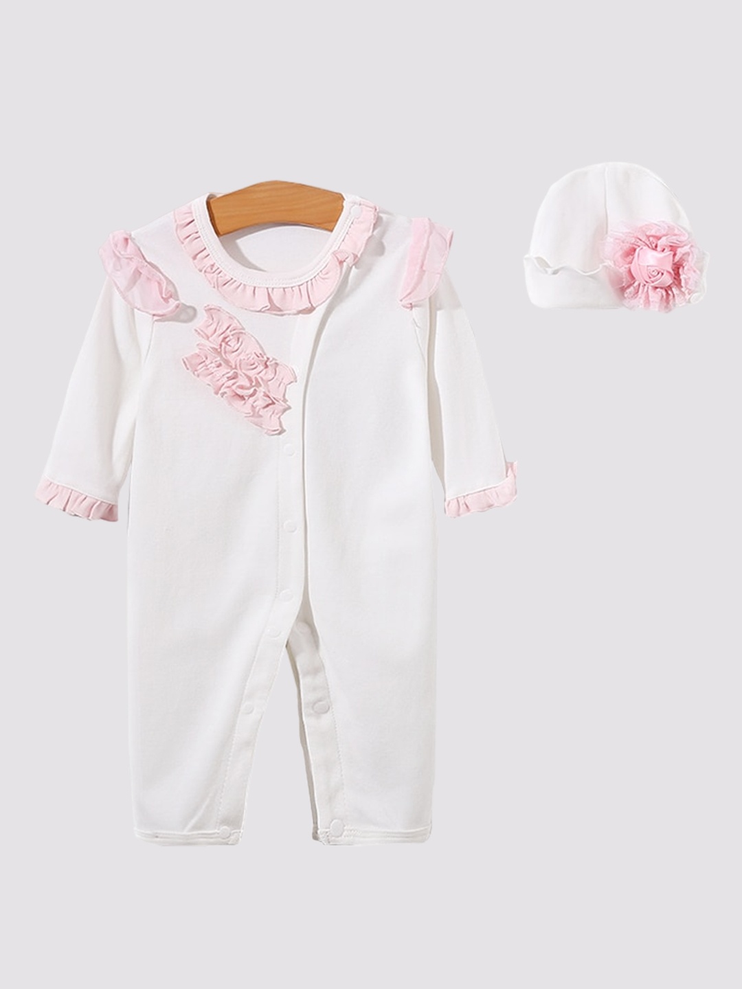 

StyleCast Infant Girls White Self Design Cotton Rompers
