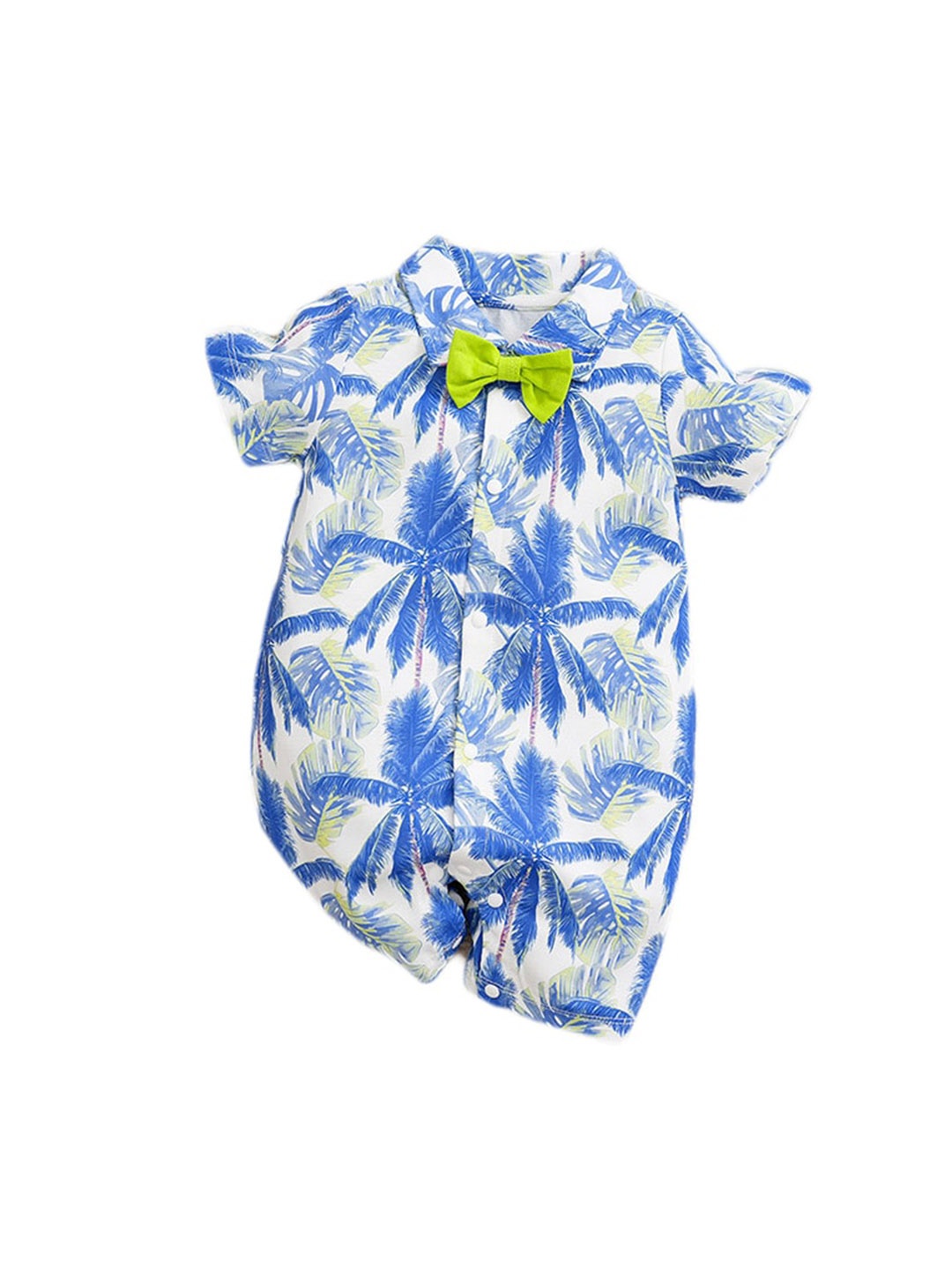 

StyleCast Infant Boys White & Blue Tropical Printed Cotton Rompers