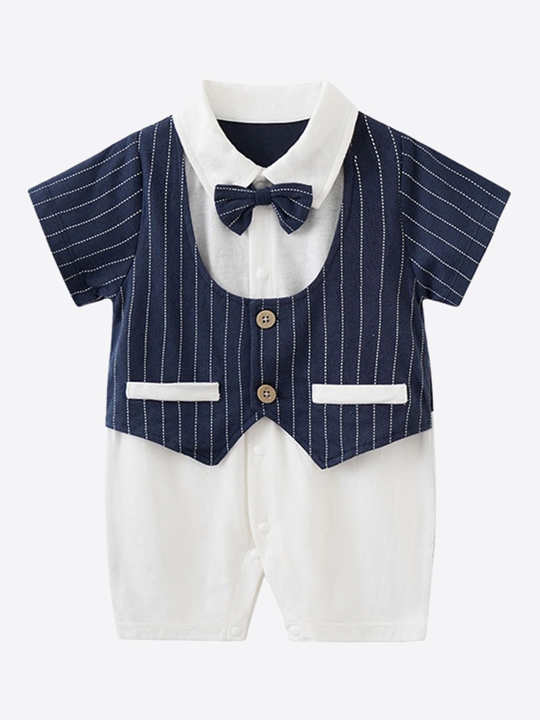 

StyleCast Infant Boys Striped Cotton Rompers, Blue