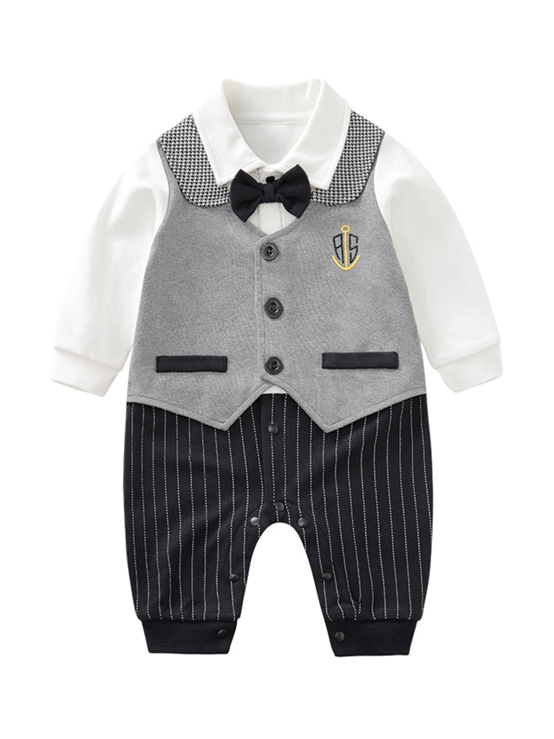 

StyleCast Infant Boys Striped Cotton Rompers, Grey