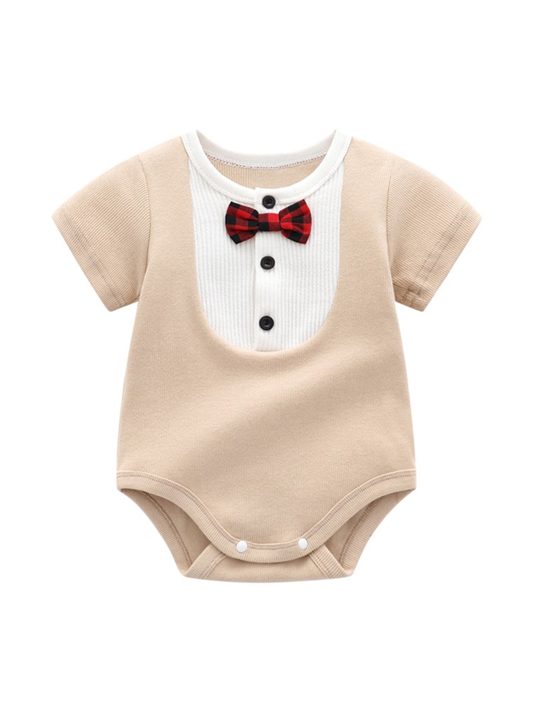 

StyleCast Infants Boys Khaki-Coloured & White Cotton Bodysuit