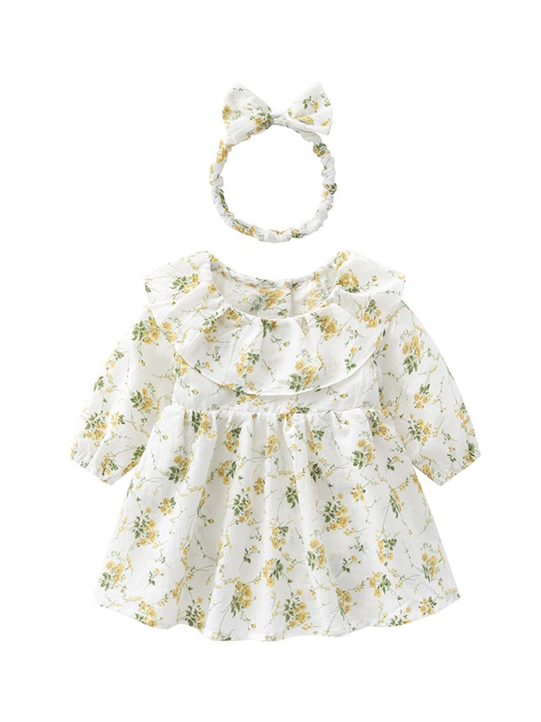 

StyleCast Infant Beige Printed Cotton Bodysuit With Headband