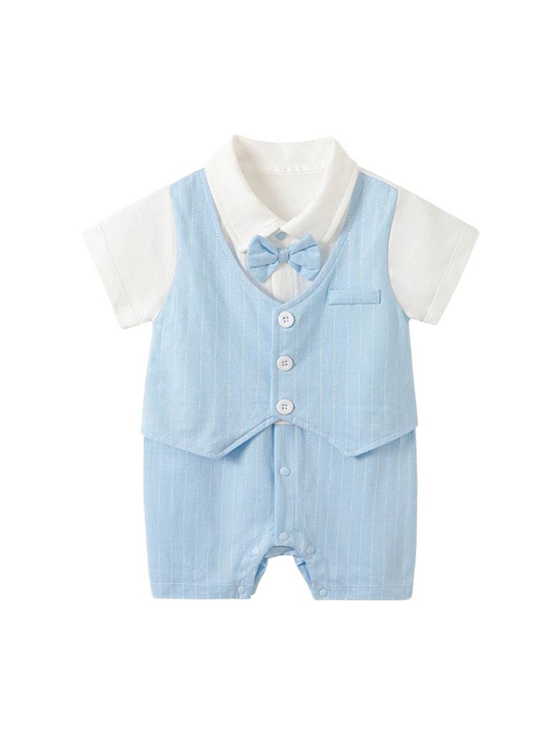 

StyleCast Infant Boys Blue Striped Cotton Romper