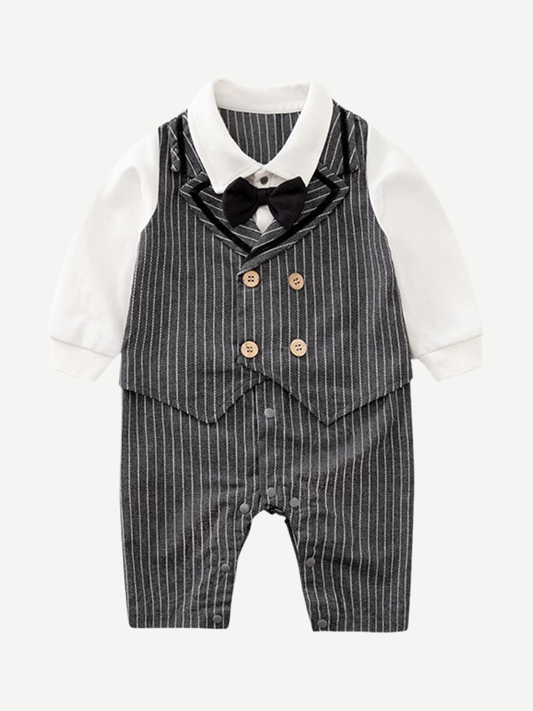 

StyleCast Infant Boys Black Stripes Cotton Rompers