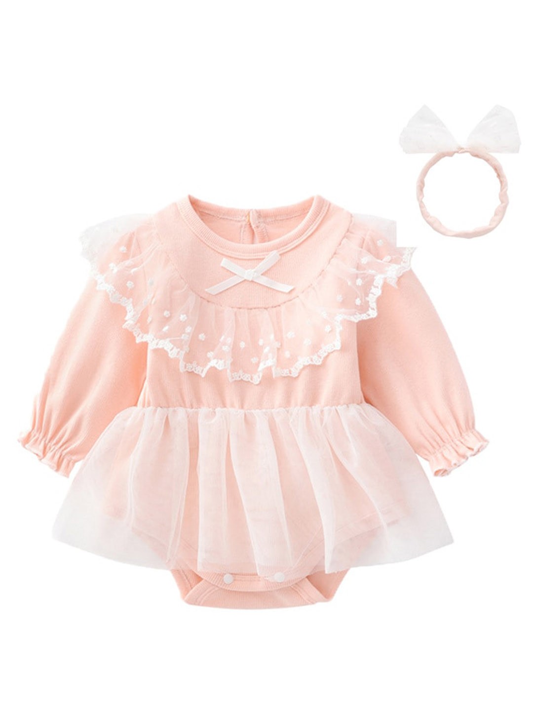 

StyleCast Infant Pink Self Design Cotton Bodysuit With Headband