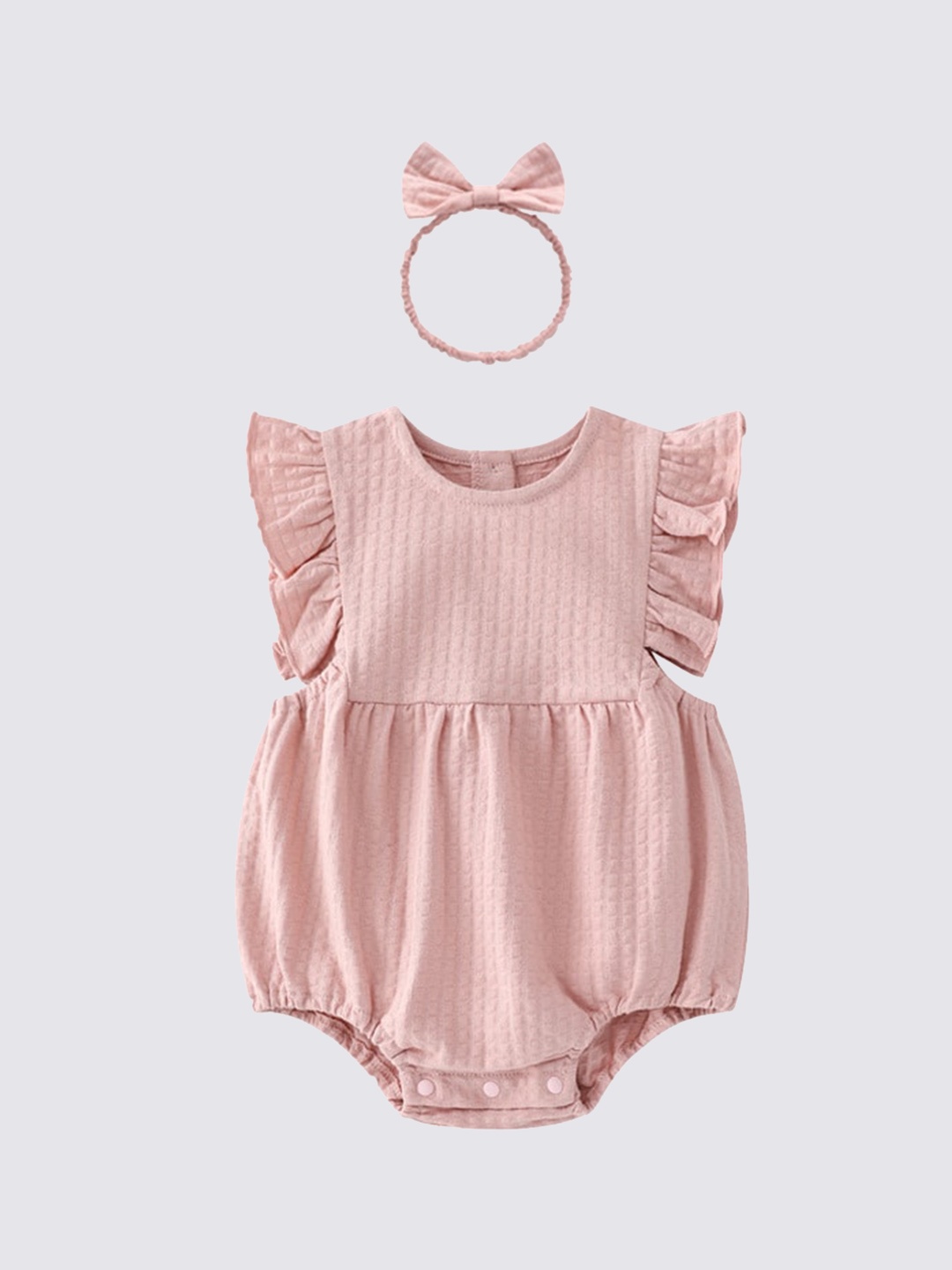 

StyleCast Infants Girls Pink Cotton Rompers With Hairband