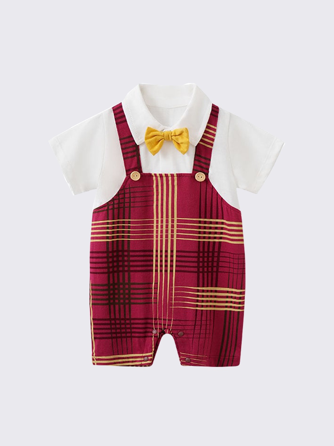 

StyleCast Infant Boys White & Red Checked Cotton Rompers