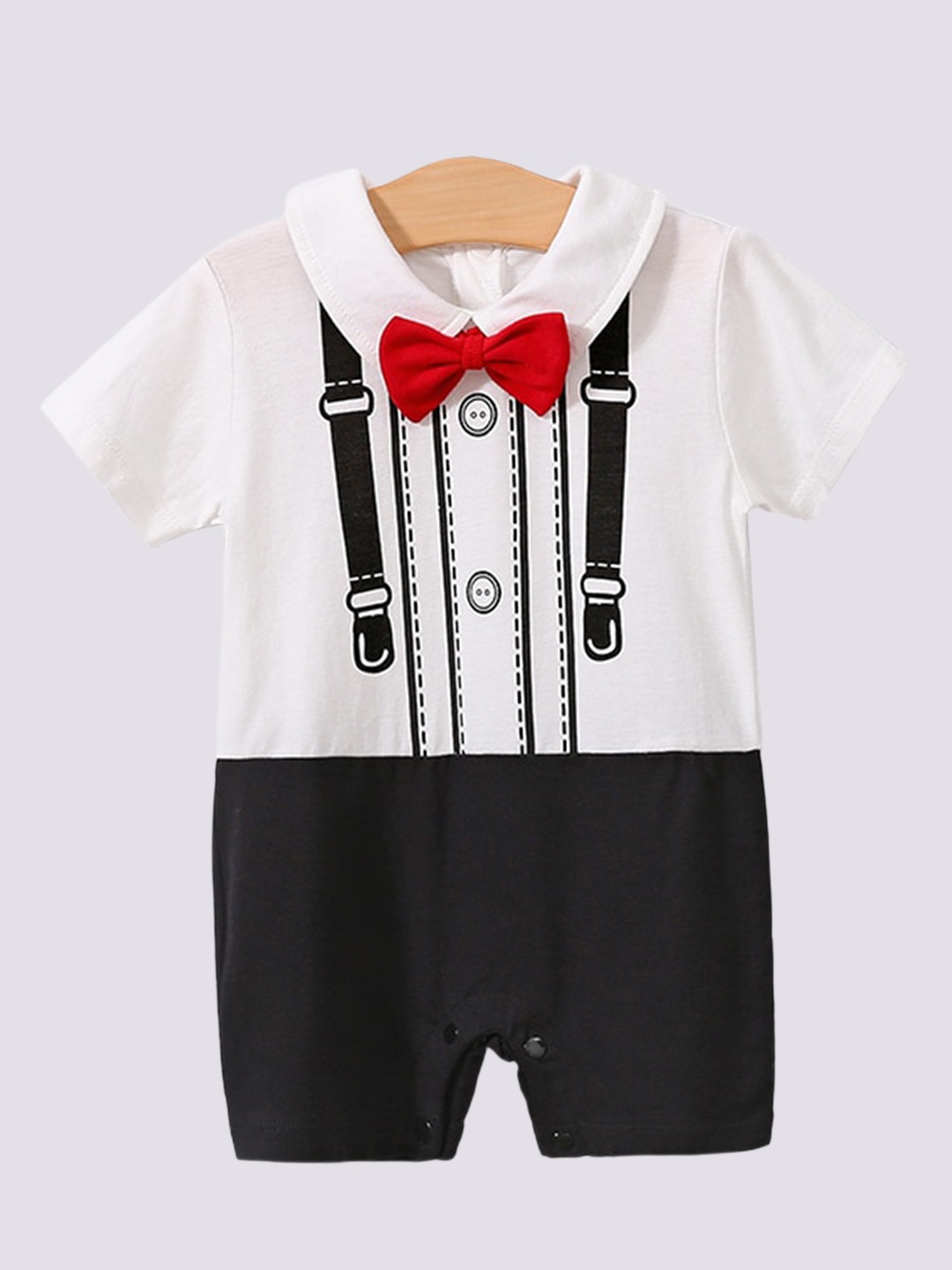 

StyleCast Infant Boys White & Black Printed Cotton Rompers