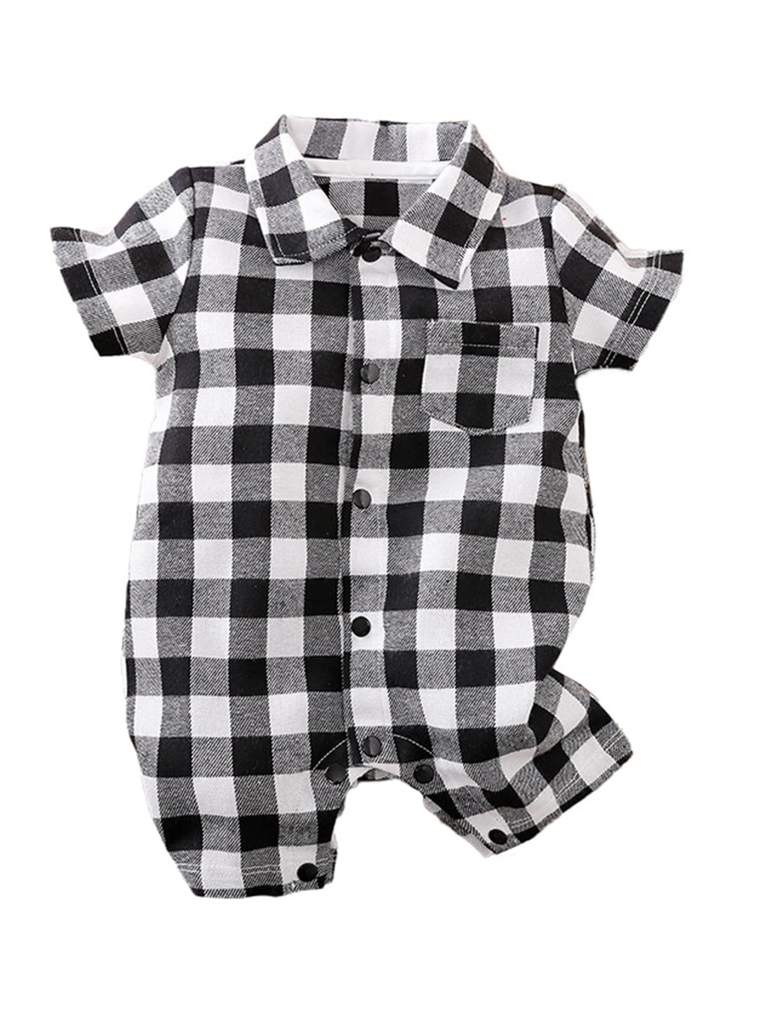 

StyleCast Infant Boys Black Checked Cotton Romper