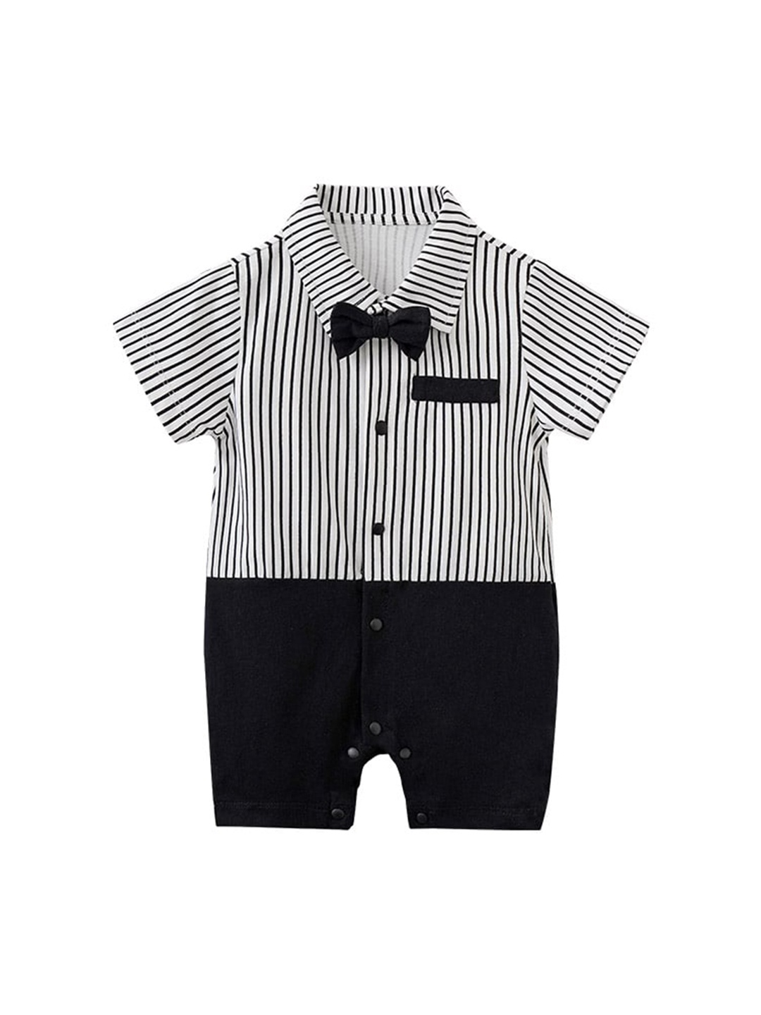 

StyleCast Infant Boys Black & White Striped Cotton Rompers