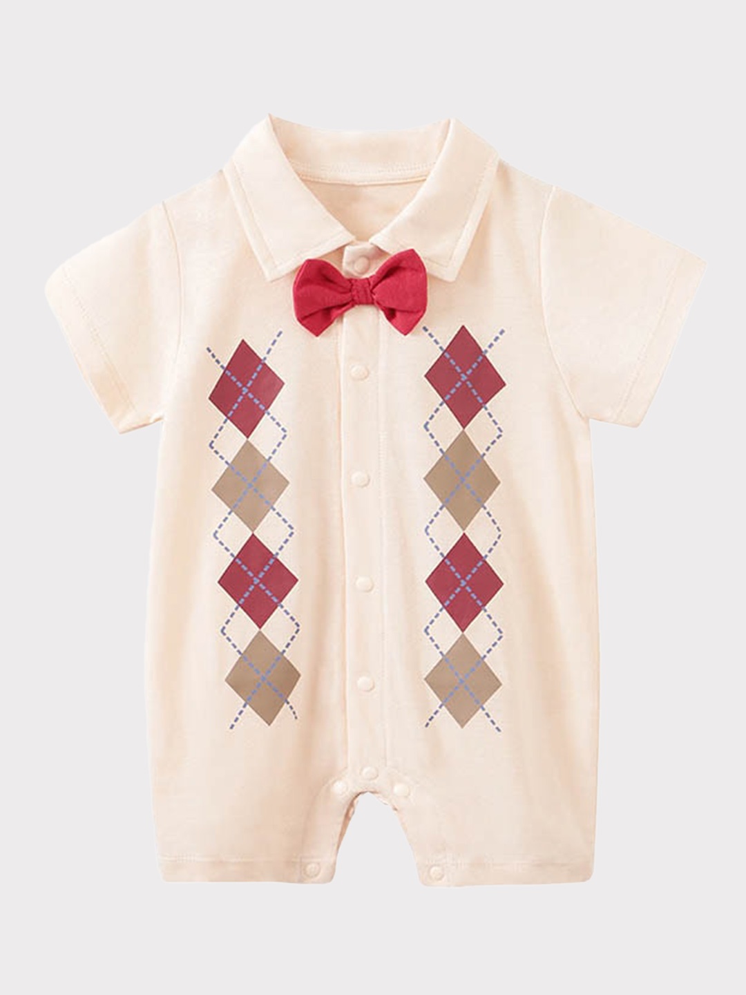 

StyleCast Infant Boys Beige Printed Cotton Rompers