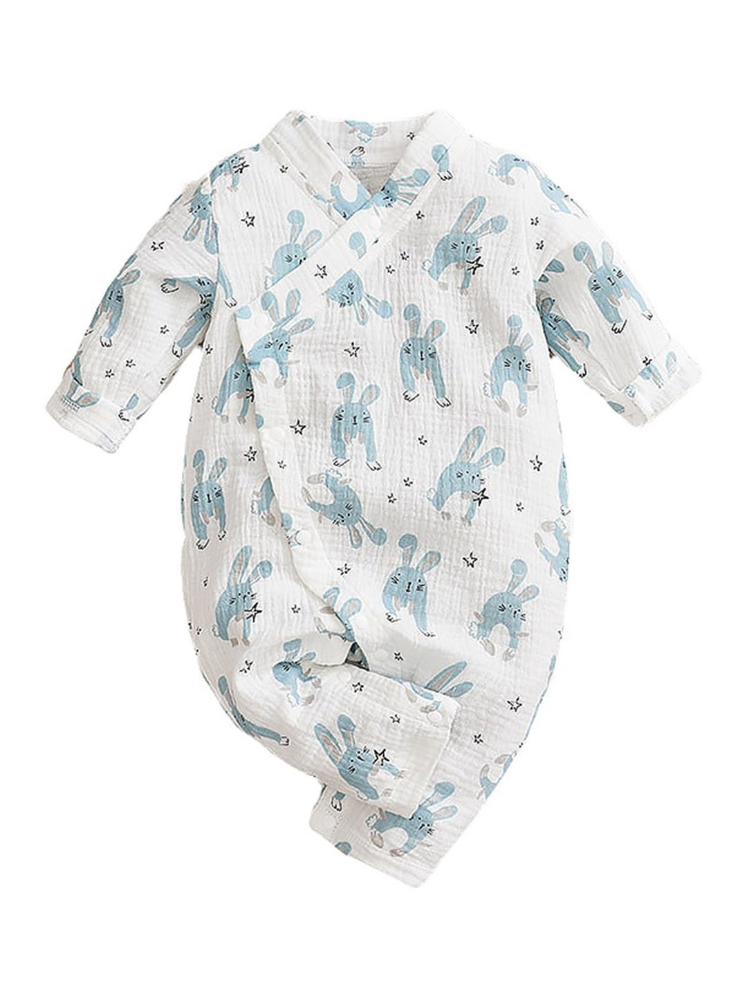 

StyleCast Infants White & Blue Printed Cotton Rompers