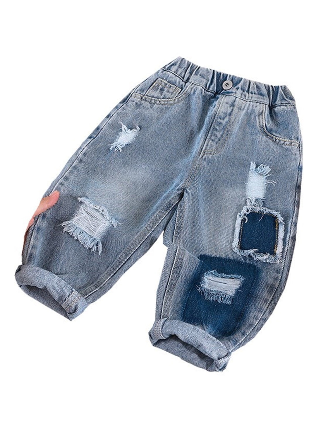 

StyleCast Boys Blue Relaxed Fit Highly Distressed Light Fade Stretchable Jeans