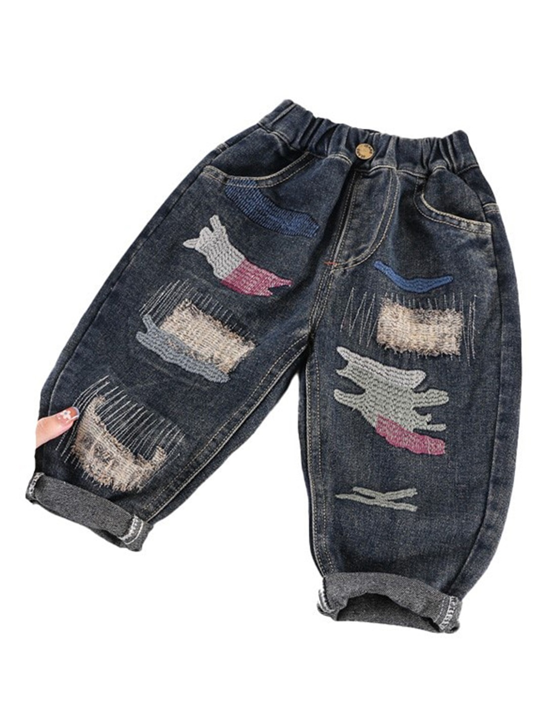 

StyleCast Boys Blue Relaxed Fit Highly Distressed Stretchable Jeans