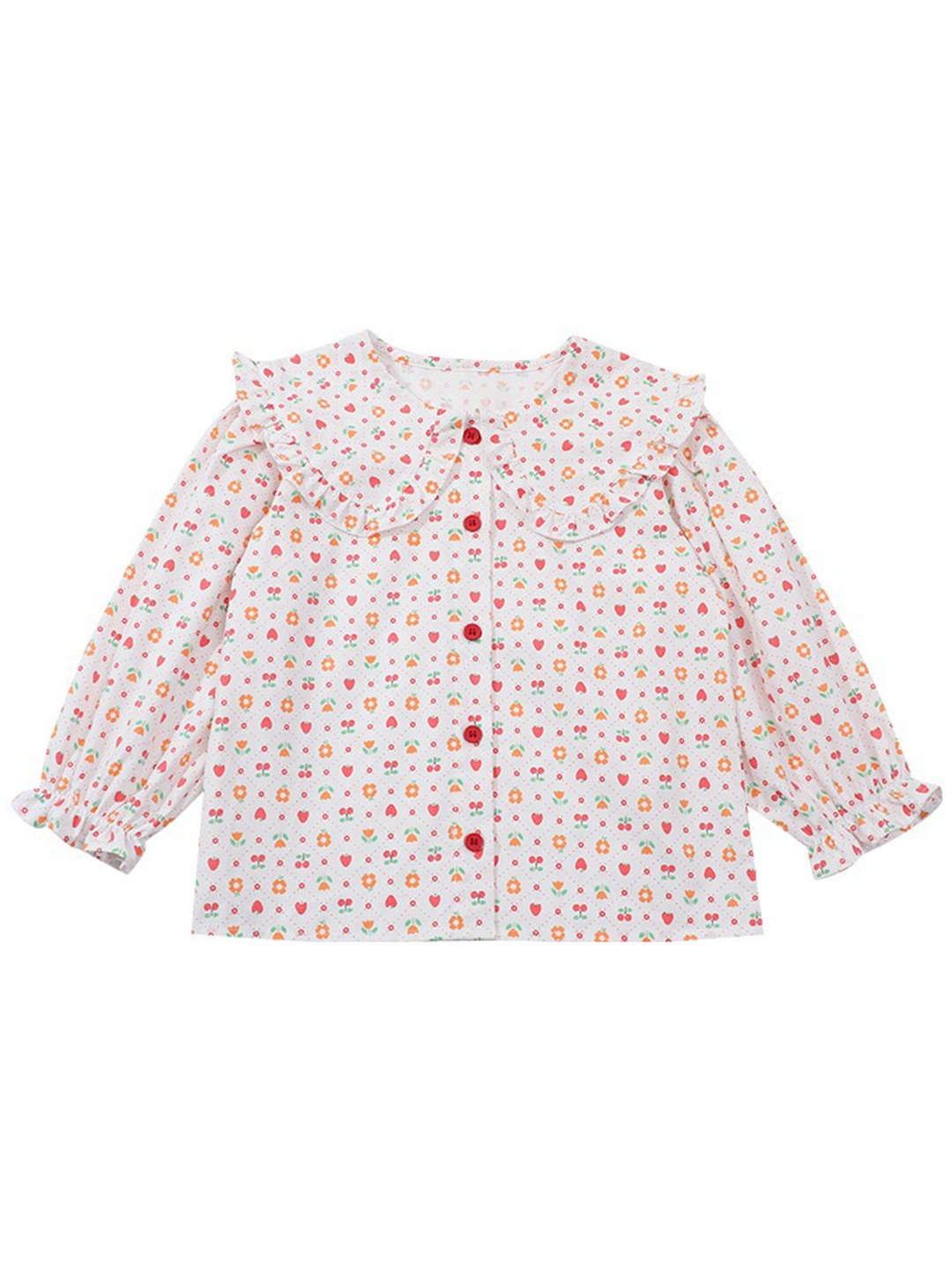 

StyleCast Girls White Conversational Printed Peter Pan Collar Cotton Casual Shirt