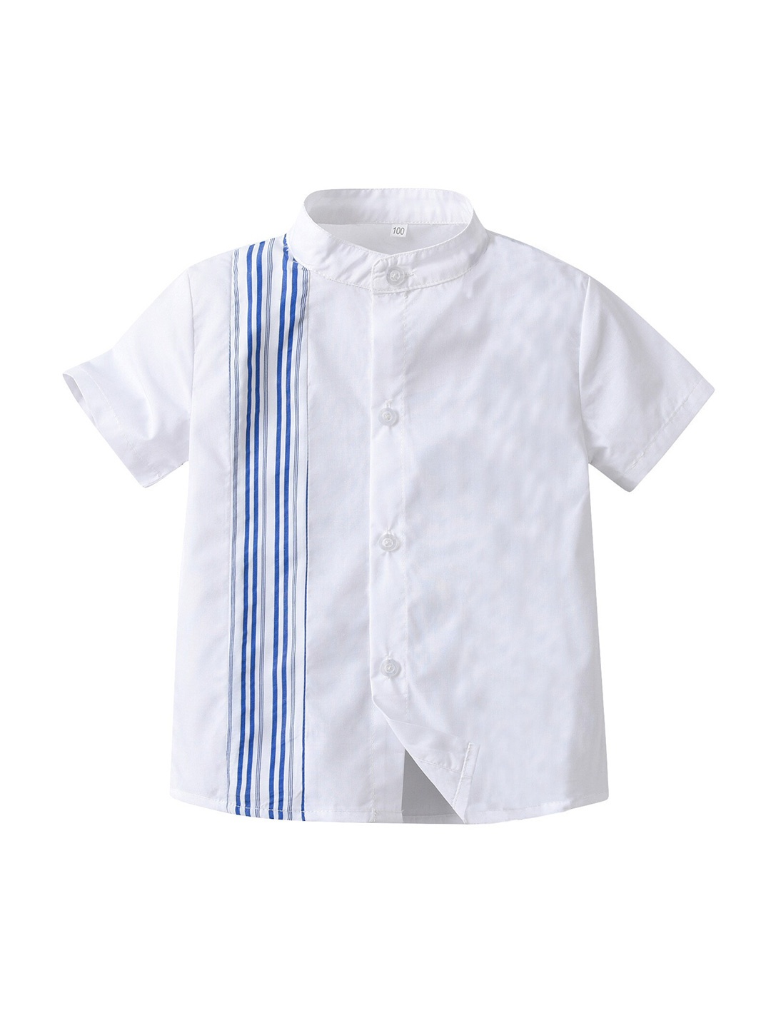 

StyleCast Boys White Band Collar Vertical Striped Casual Shirt