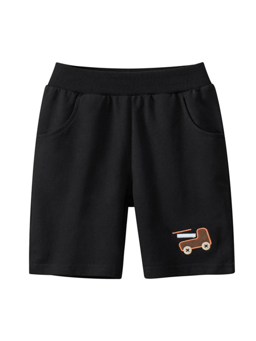 

StyleCast Boys Black Graphic Printed Mid-Rise Rapid-Dry Cotton Regular Shorts