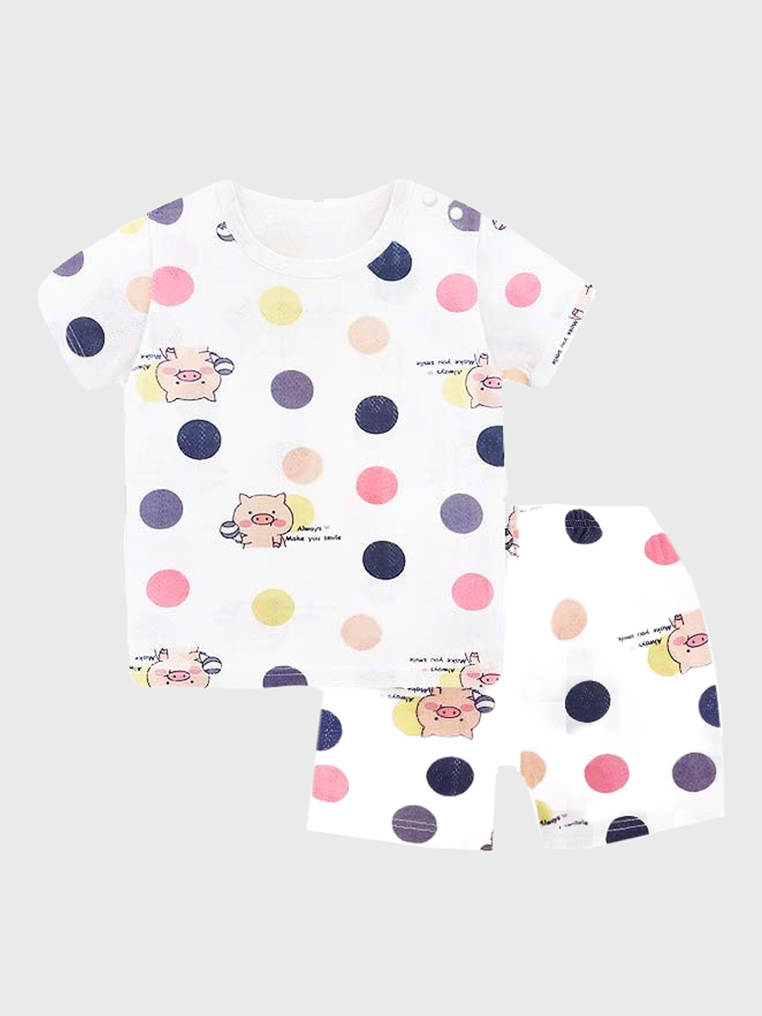 

StyleCast Girls White Geometric Printed Pure Cotton Nightsuit