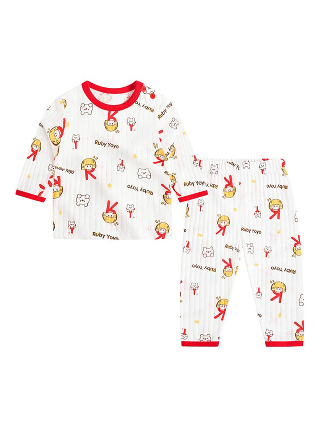 

StyleCast Girls White & Red Conversational Printed Pure Cotton Night Suit