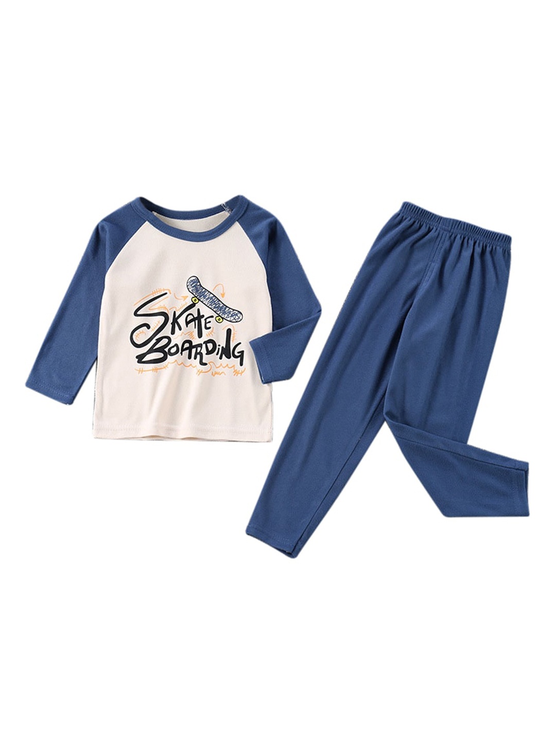 

StyleCast Boys Blue & White Colourblocked Night suit