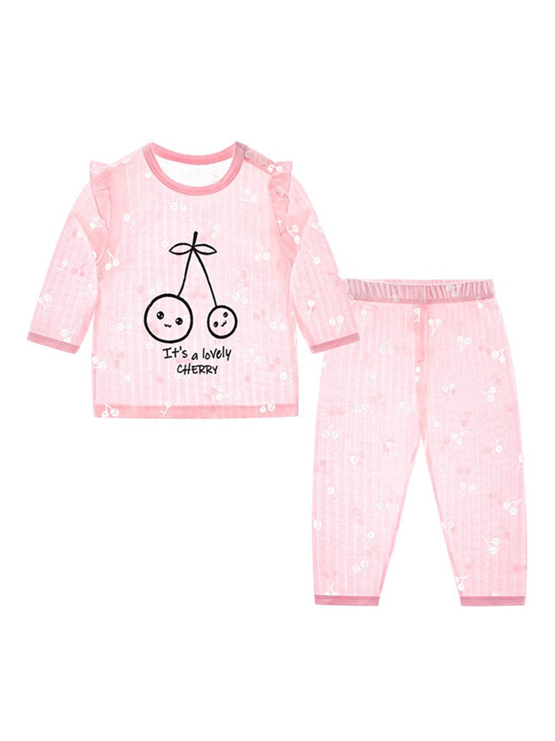 

StyleCast Girls Pink Printed Pure Cotton T-Shirt & Pyjamas