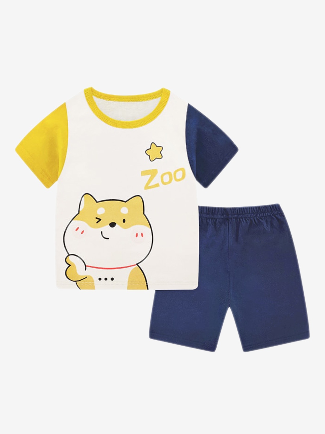 

StyleCast Boys White Graphic Printed Pure Cotton Nightsuit