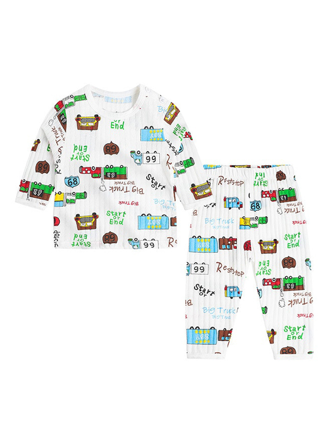 

StyleCast Boys White & Green Graphic Printed Pure Cotton Night Suit