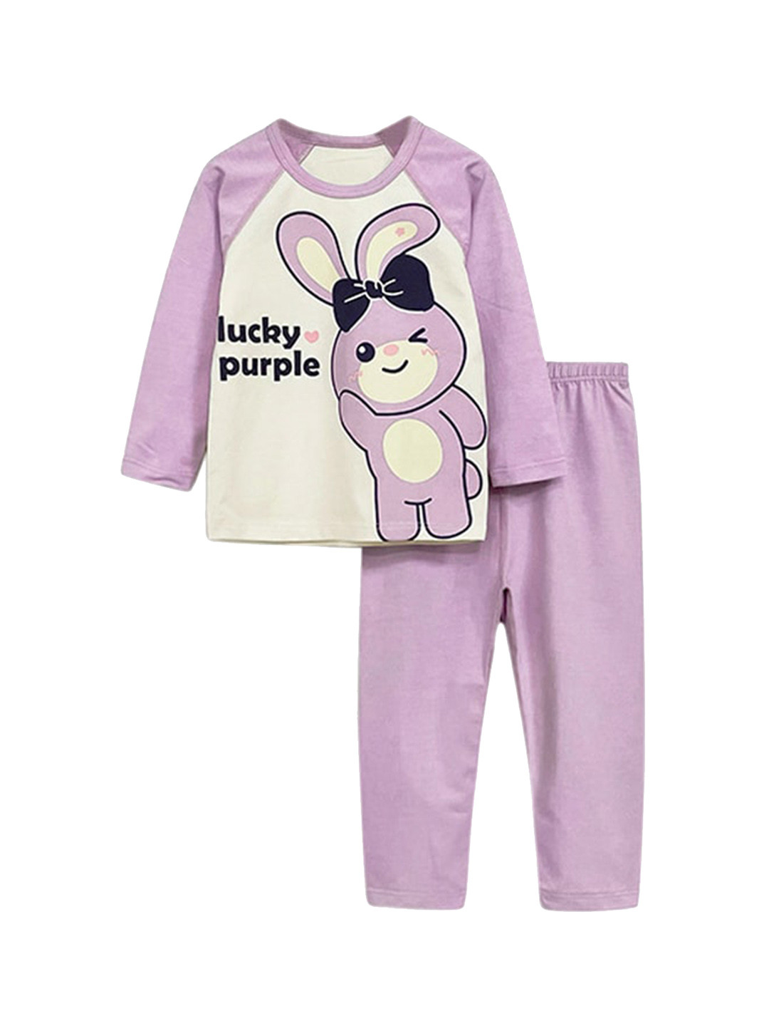 

StyleCast Girls Purple & White Printed Night suit