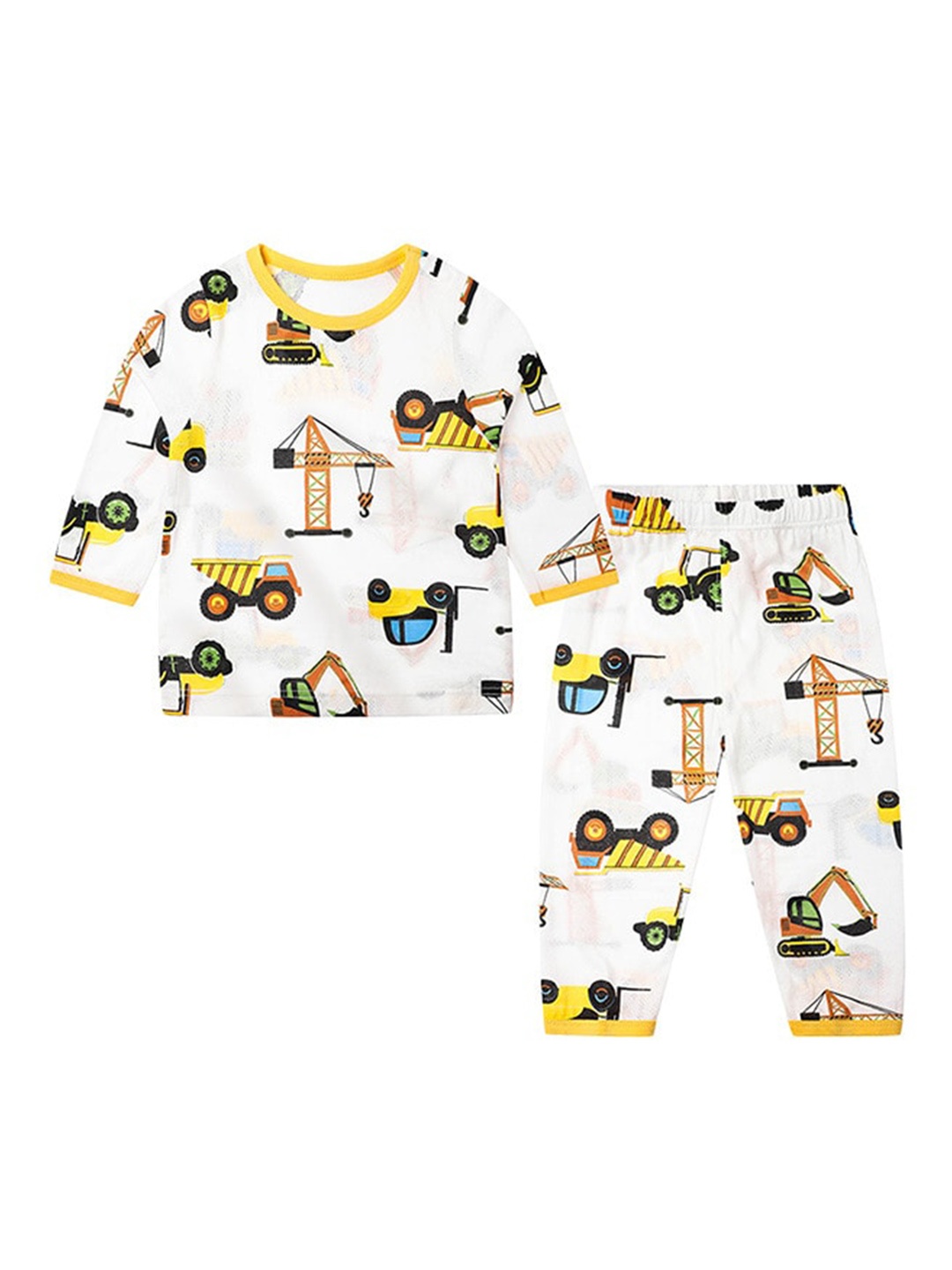 

StyleCast Boys White Conversational Printed Pure Cotton T-shirt With Pyjama