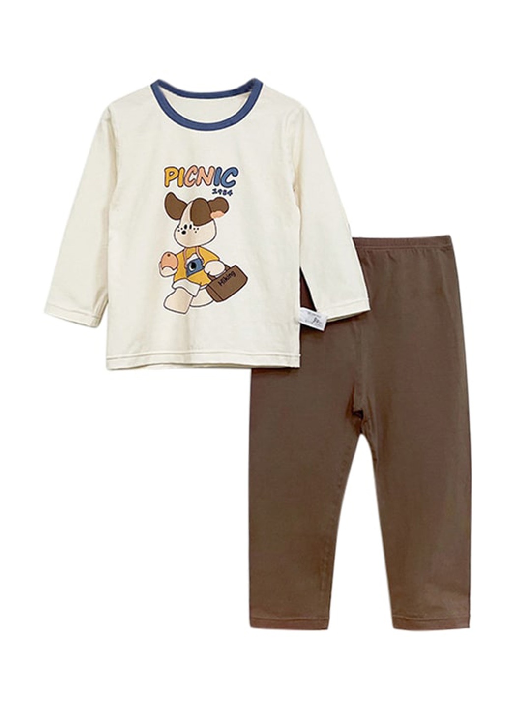 

StyleCast Boys Printed Cotton T-shirt And Lounge Pant, Brown