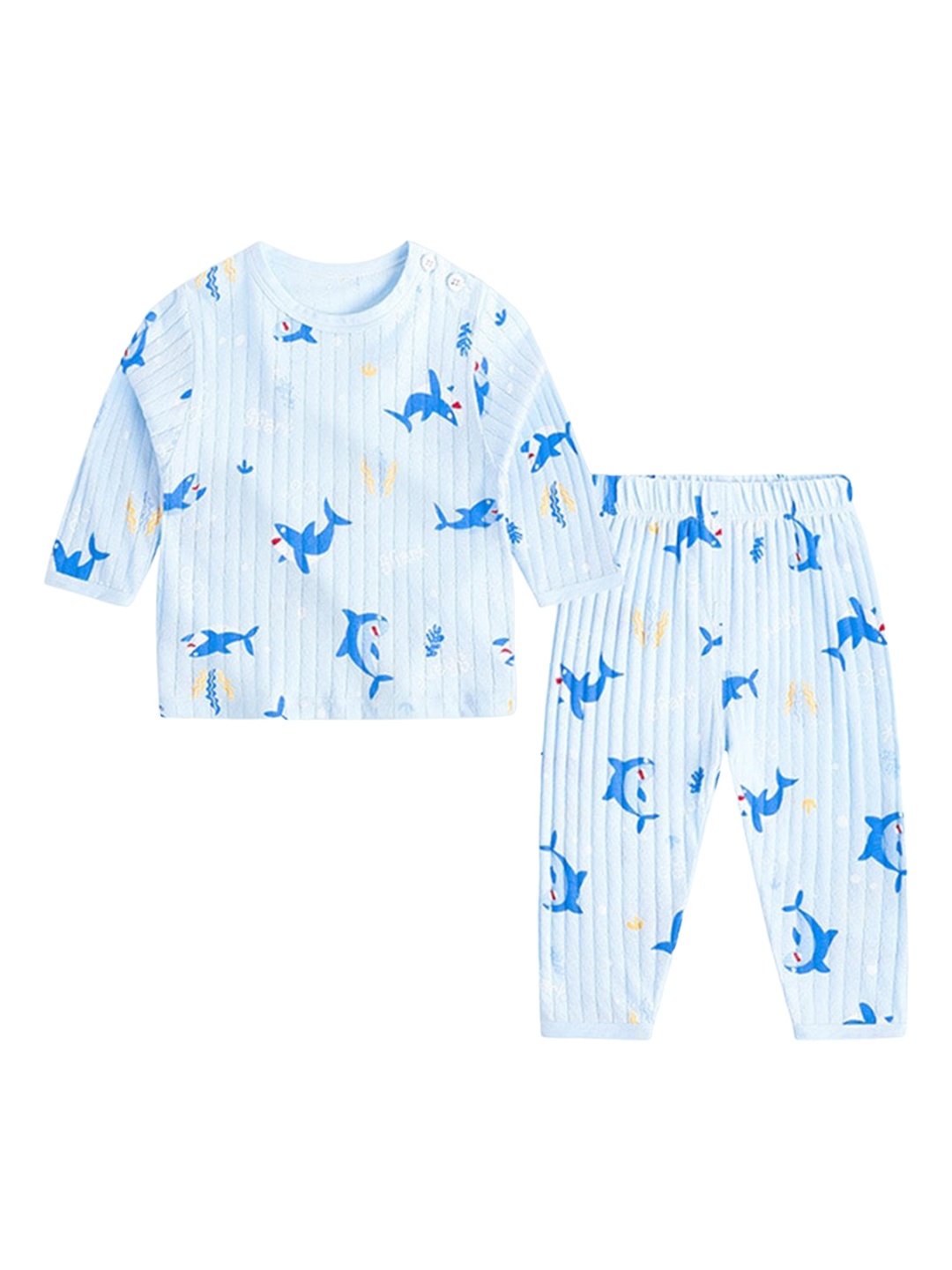 

StyleCast Kids Boys Blue Conversational Printed Cotton T-Shirt & Trousers