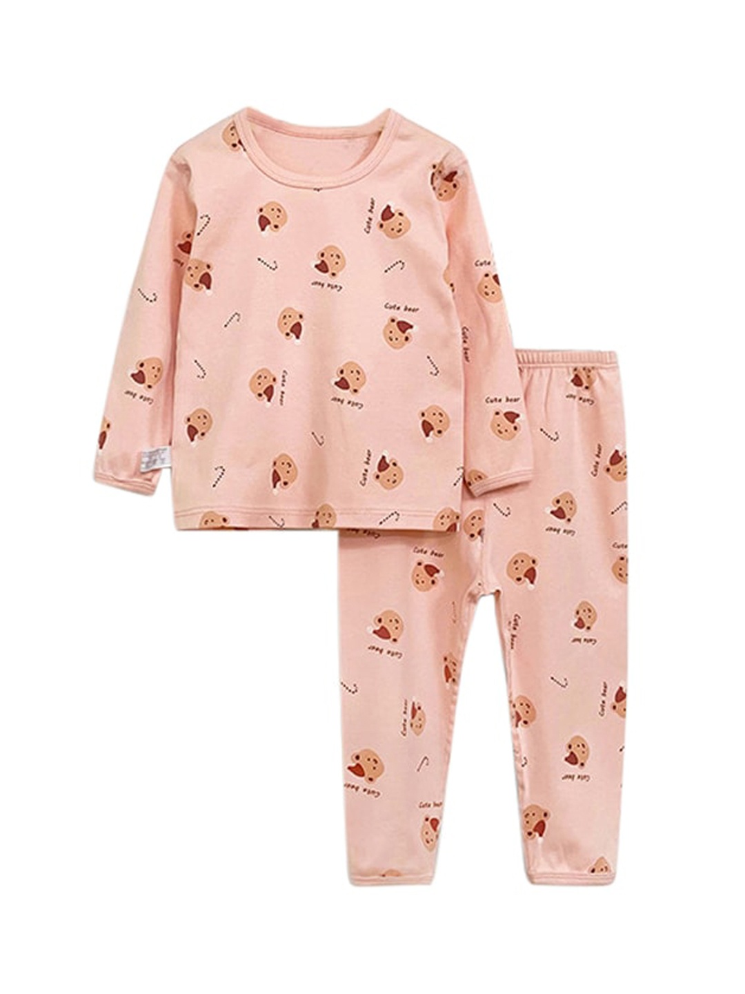 

StyleCast Girls Peach-Coloured Conversational Printed Pure Cotton T-shirt With Lounge Pant