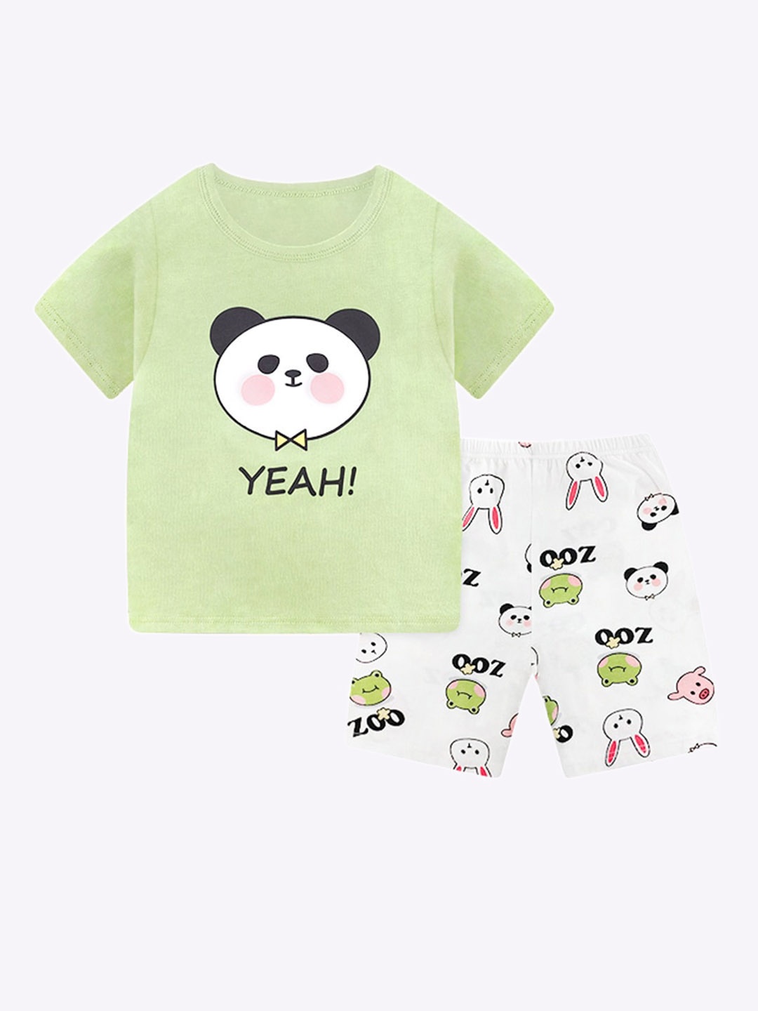 

StyleCast Kids Boys Green & White Printed Cotton T-Shirt & Shorts
