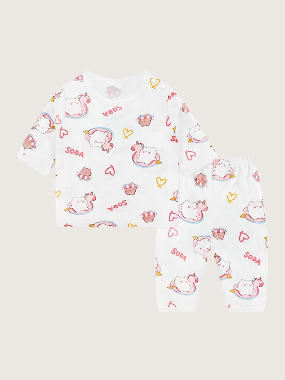 

StyleCast Girls Printed Cotton T-shirt With Pyjamas, White